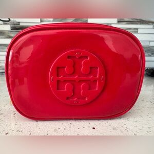 Tory Burch Small Patent Leather Cosmetic Bag! Red! With TB Dust Bag!